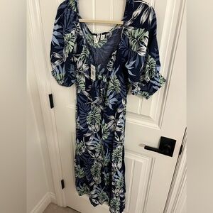 Roxy Evening Delight blue floral midi dress NWT